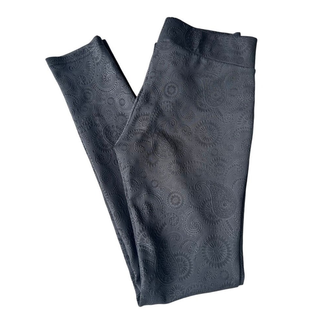 Copper Key Womens Black Embossed‎ Paisley Floral Leggings Size M Slim Fit Boho